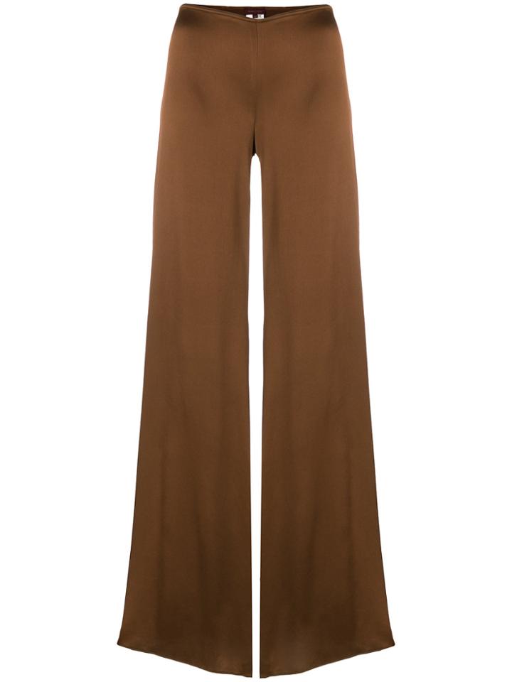 Romeo Gigli Vintage Glossy Flared Trousers - Brown