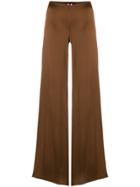Romeo Gigli Vintage Glossy Flared Trousers - Brown