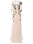 Marchesa Notte Floral Embroidered Gown - Pink