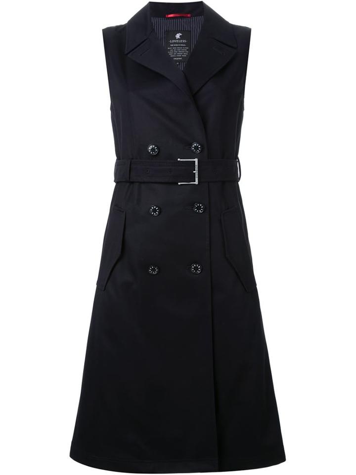 Loveless Sleeveless Trench Dress, Women's, Size: 34, Blue, Cupro/cotton