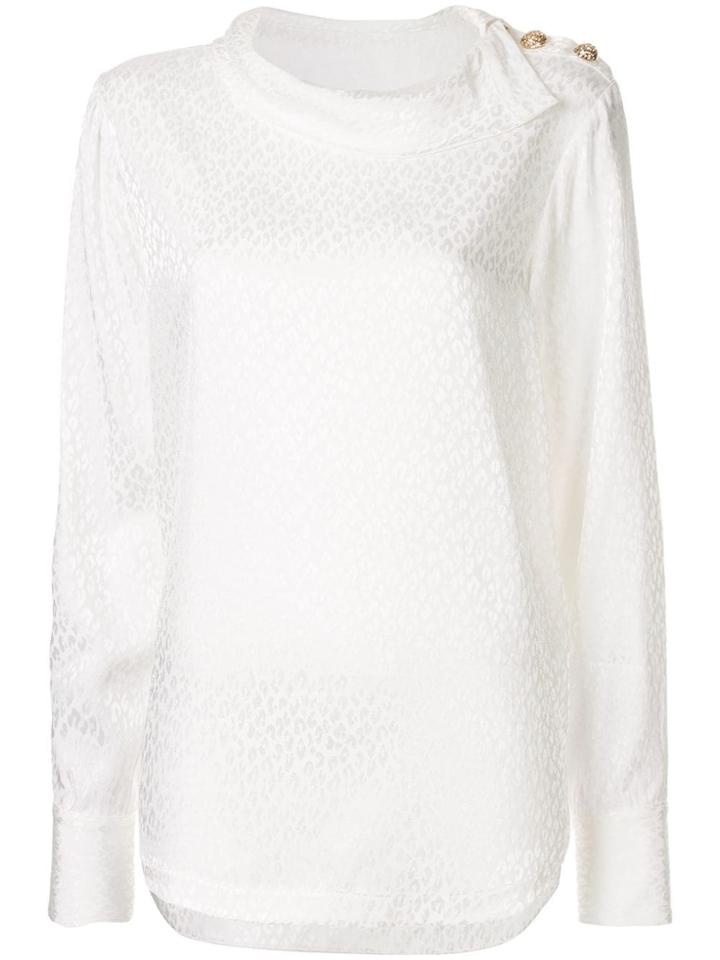 Rebecca Vallance Isobella Leopard Textured Blouse - White