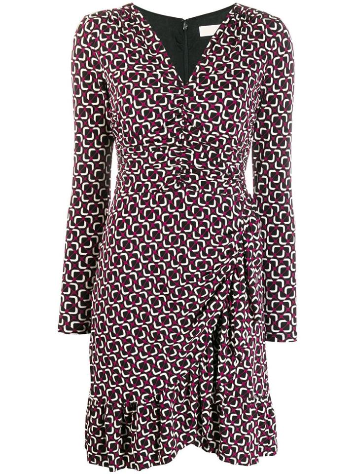 Michael Michael Kors Printed Long-sleeved Dress - Pink