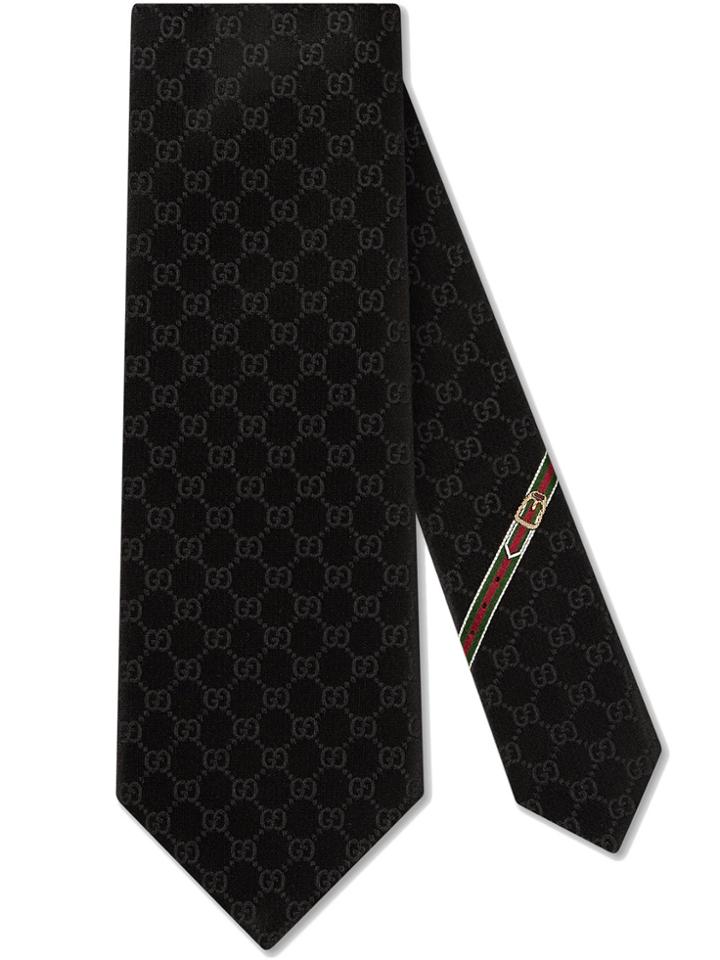 Gucci Gg Pattern Silk Tie - Black