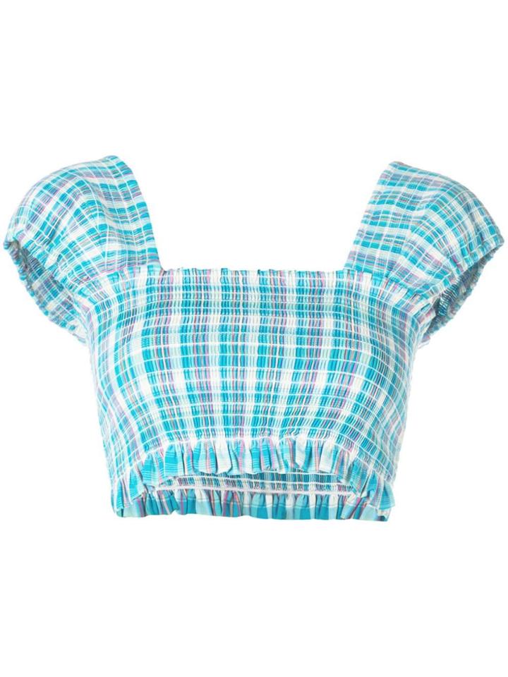 Nicholas Smocked Bandeau Top - Blue