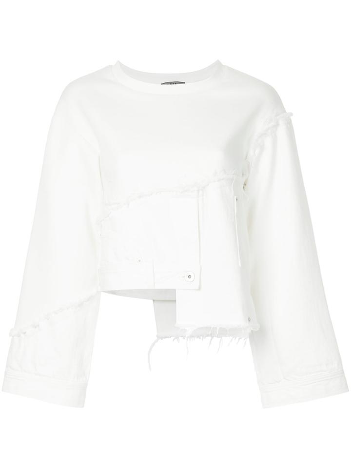 Aula Deconstructed Denim Sweater - White