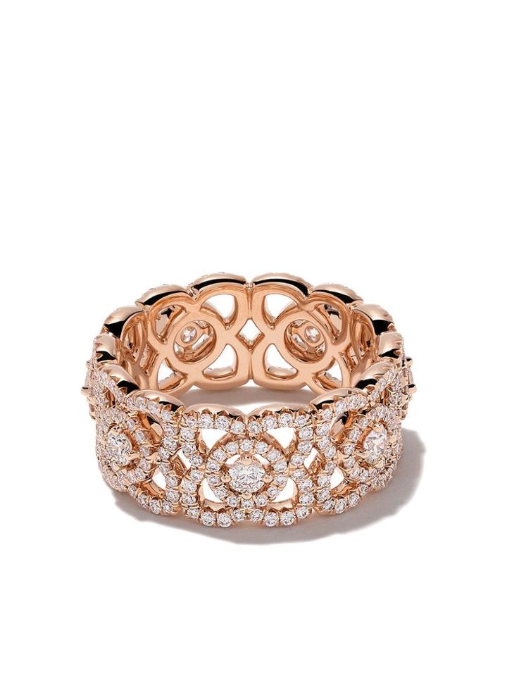 De Beers 18kt Rose Gold Enchanted Lotus Diamond Band