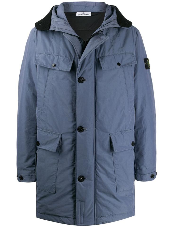 Stone Island Micro Reps Parka Coat - Blue