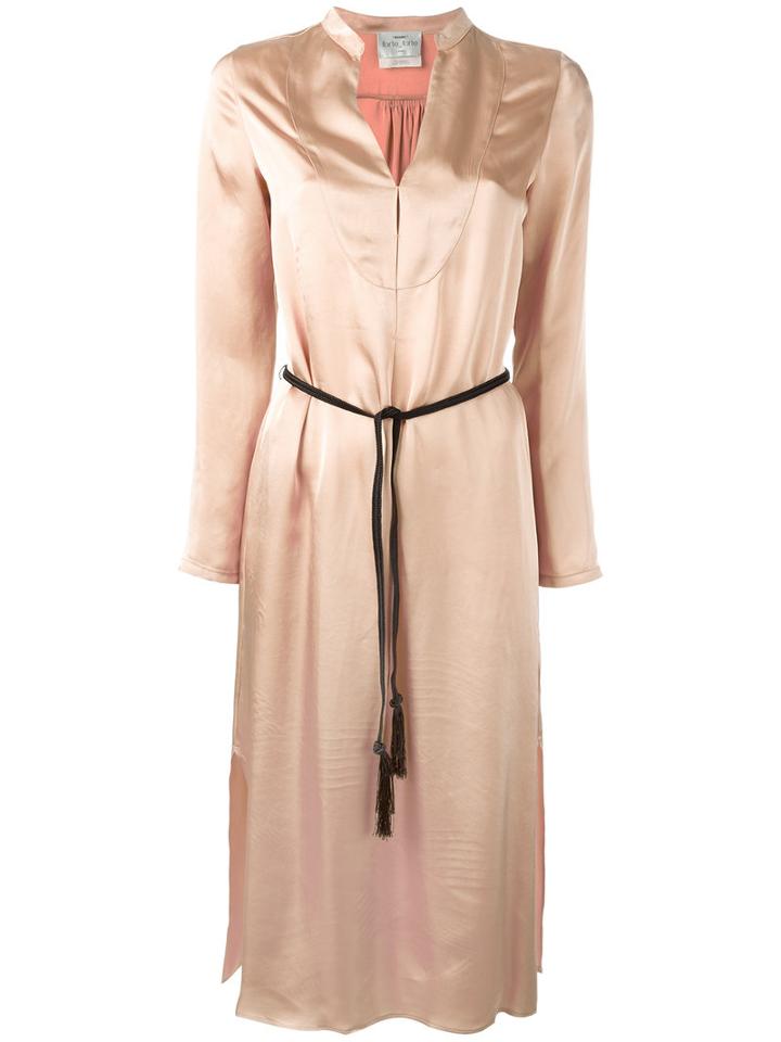 Forte Forte Belted Dress, Women's, Size: Iii, Nude/neutrals, Cupro/viscose