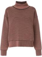 Nagnata Ribbed Knit Turtleneck Jumper - Brown