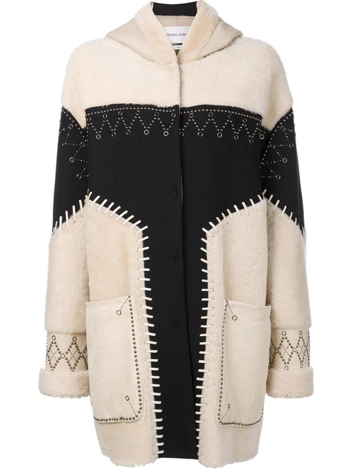 Prabal Gurung Studded Shearling Coat - Nude & Neutrals