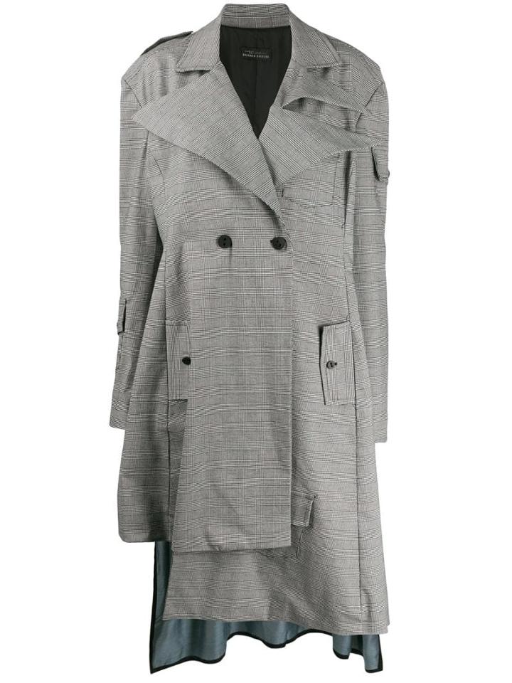 Barbara Bologna Contrast-patch Plaid Coat - Grey