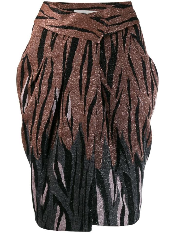 Circus Hotel Glittery Animal Print Skirt - Brown