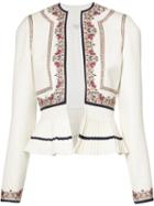 Talitha - Kashmiri Peplum Jacket - Women - Polyester/viscose/wool - 6, White, Polyester/viscose/wool