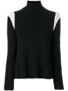 Nude Contrast Shoulder Roll Neck Sweater - Black