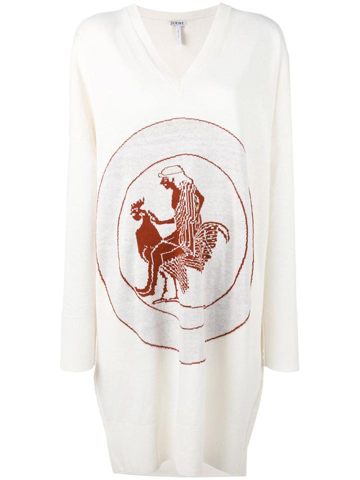 Loewe - Embroidered Long Knitted Top - Women - Cotton - S, White, Cotton