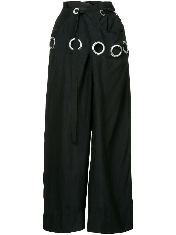 Yohji Yamamoto Vintage Eyelet-embellished Trousers - Black