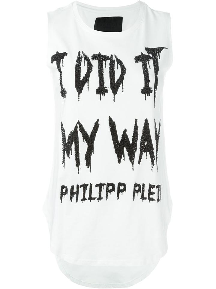 Philipp Plein 'pretty Is Punk' Tank Top, Women's, Size: Small, White, Cotton