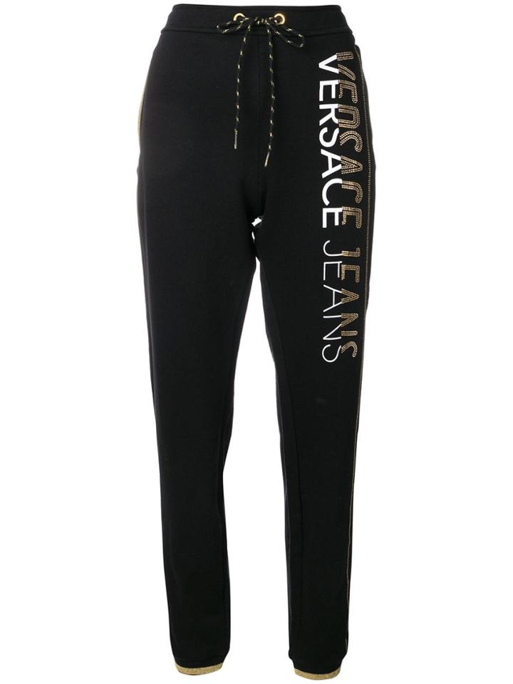 Versace Jeans Studded Logo Track Pants - Black
