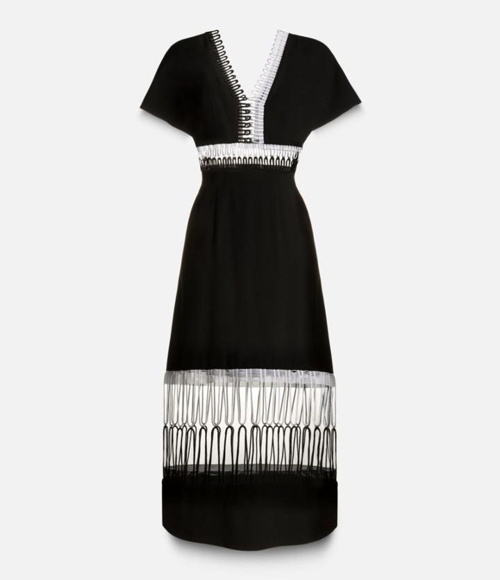 Christopher Kane Loop Trim V Neck Midi Dress
