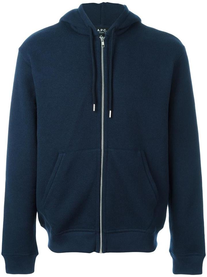 A.p.c. Zipped Hoodie, Men's, Size: Small, Blue, Cotton/acrylic/other Fibers