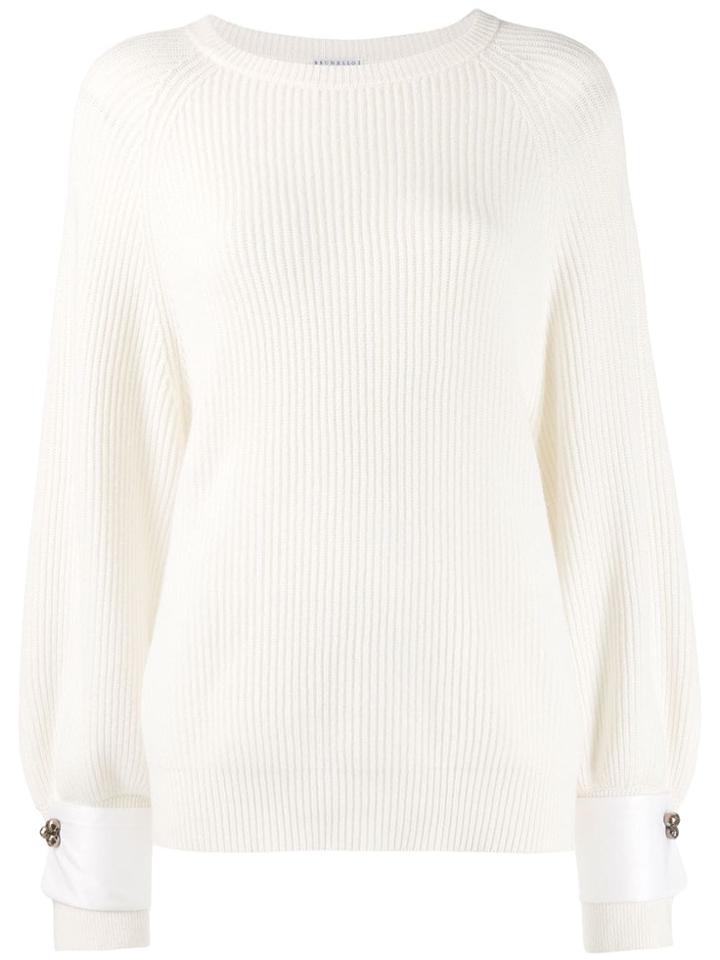 Brunello Cucinelli Oversized Ribbed Knit Sweater - Neutrals