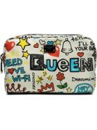 Dolce & Gabbana Printed Multicolour Graffiti Makeup Pouch - White