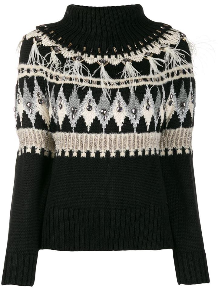 Twin-set Fairisle Knit Sweater - Black