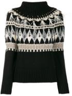 Twin-set Fairisle Knit Sweater - Black