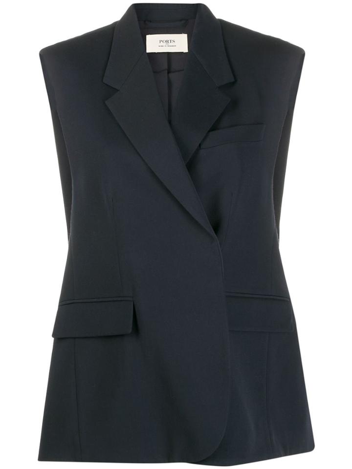 Ports 1961 Wrap-style Sleeveless Jacket - Blue