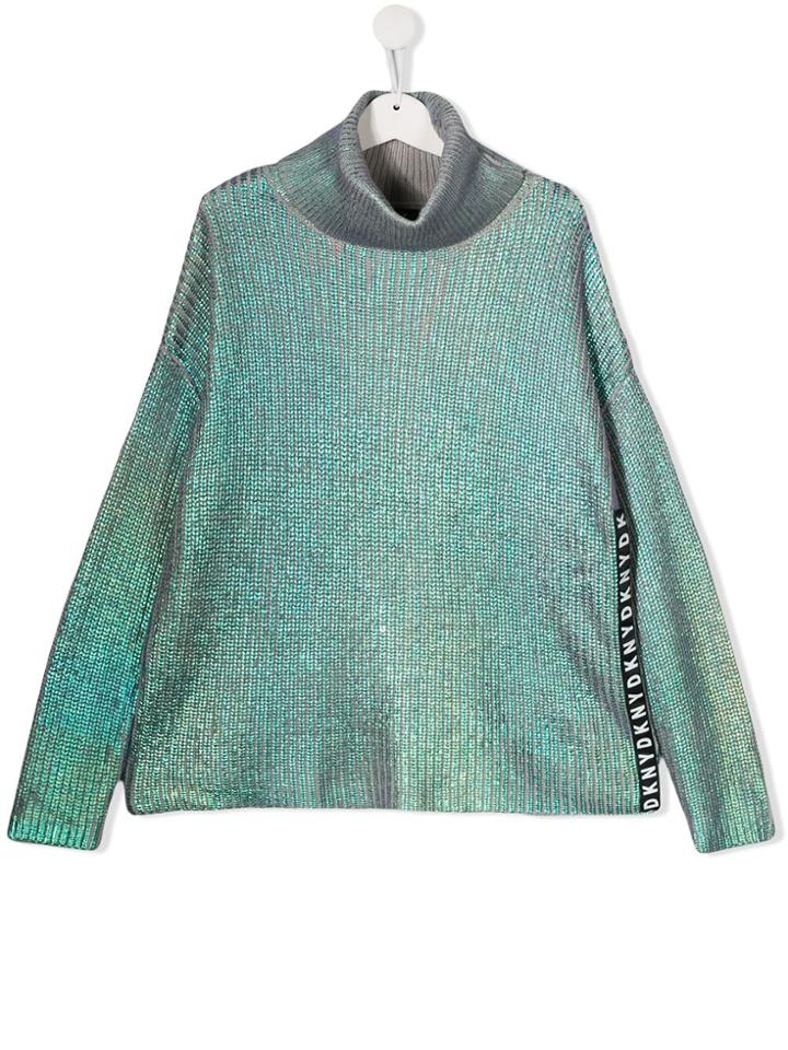 Dkny Kids Metallic Effect Sweater - Blue