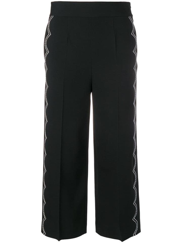 Red Valentino Scallop Stitch Cropped Trousers - Black
