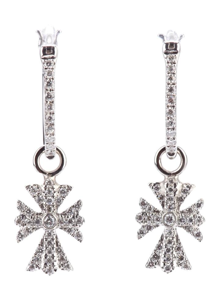 Elise Dray Diamond Cross Earrings - Metallic