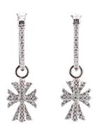 Elise Dray Diamond Cross Earrings - Metallic
