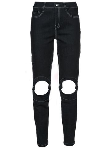 Yajun Cut-out Straight Leg Jeans - Black