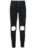 Yajun Cut-out Straight Leg Jeans - Black