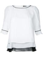 Loveless - Piped Layered Top - Women - Polyester - 36, White, Polyester