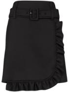 Prada Belted Ruffle Mini Skirt - Black