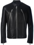 Maison Margiela Zip Detail Biker Jacket, Men's, Size: 54, Black, Cotton/leather/viscose