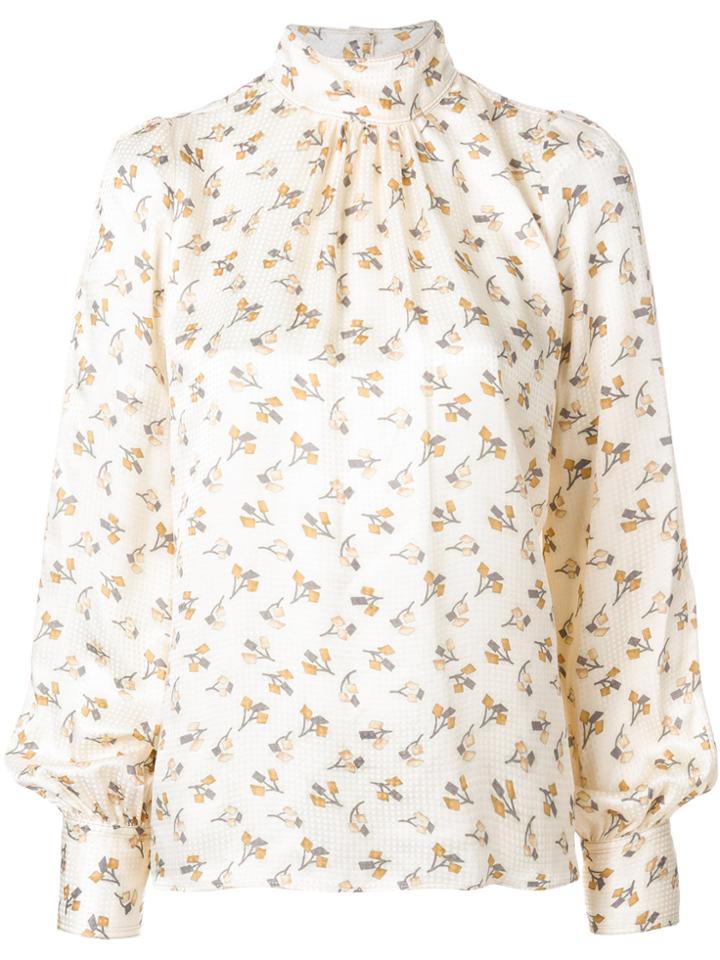 Marc Jacobs Floral High Neck Blouse - Nude & Neutrals