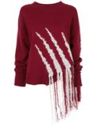 Dawei Fringe Knit Jumper - Red