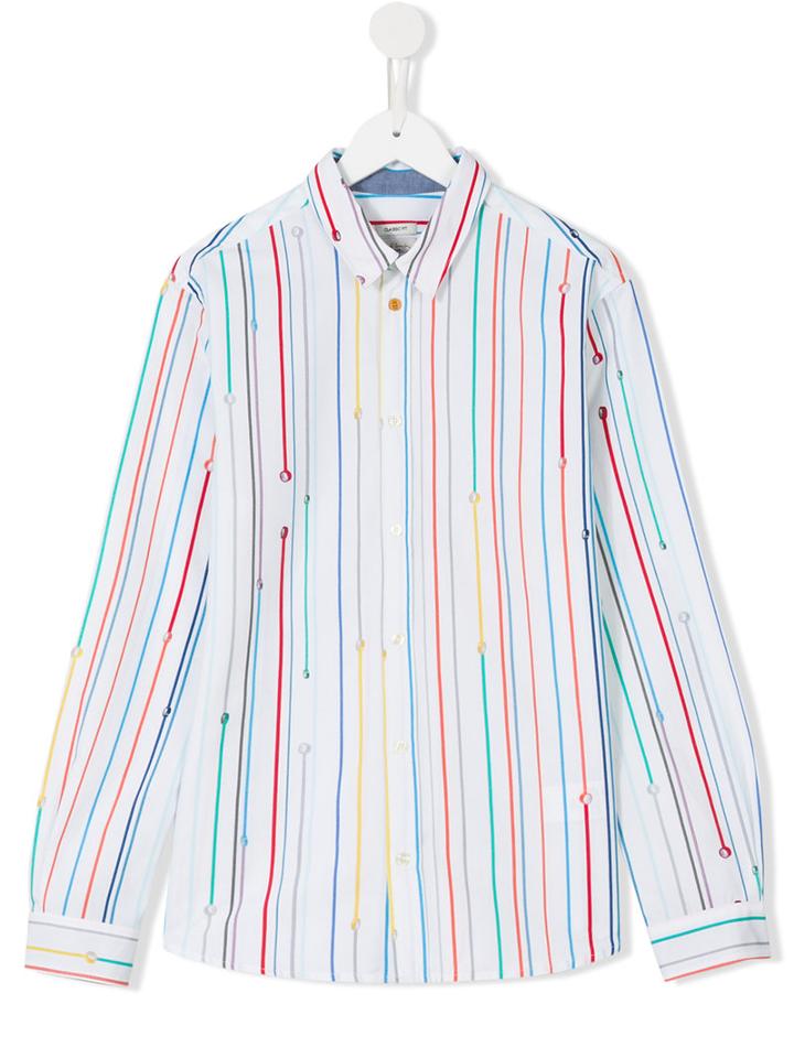 Paul Smith Junior Rainbow Striped Shirt, Boy's, Size: 16 Yrs, White