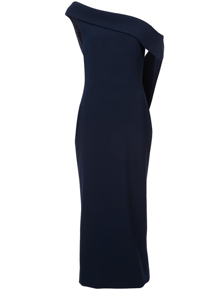 Christian Siriano One-shoulder Midi Shift Dress - Blue