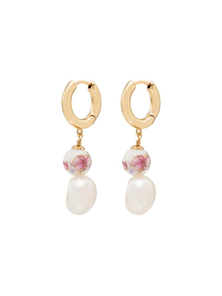 Anni Lu Heloise Pearl Hoop Earrings - Gold