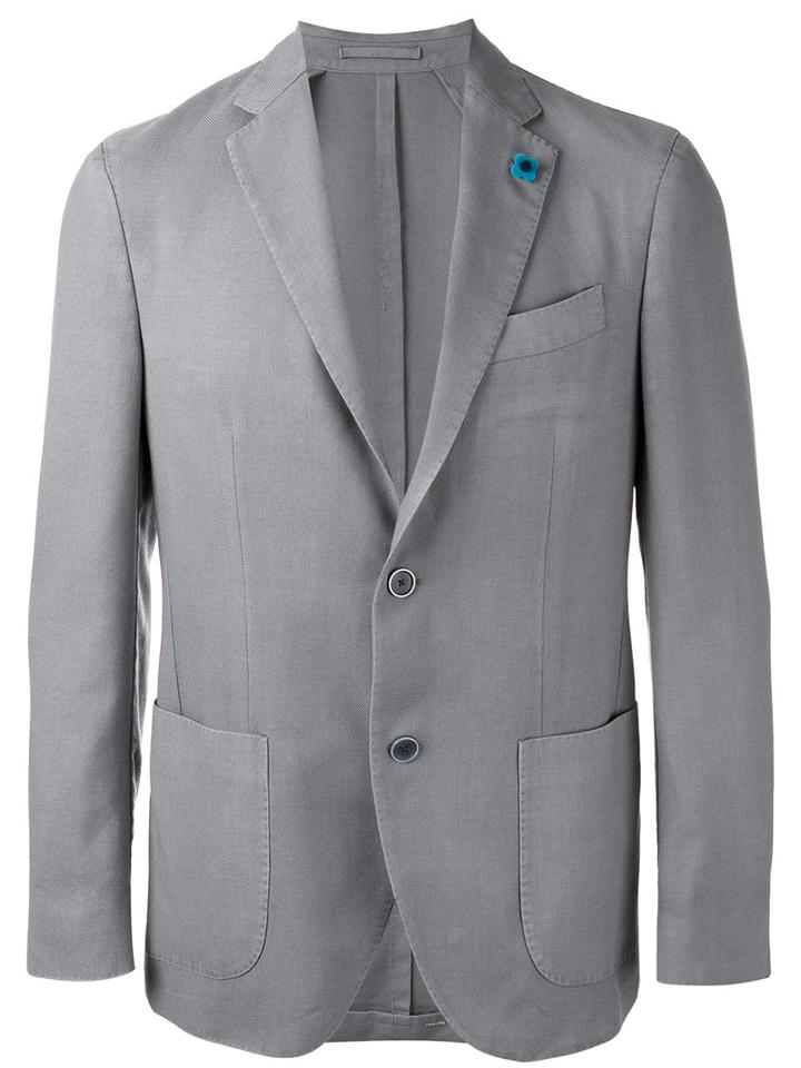 Lardini Two-button Blazer, Men's, Size: 52, Grey, Wool/silk/cashmere