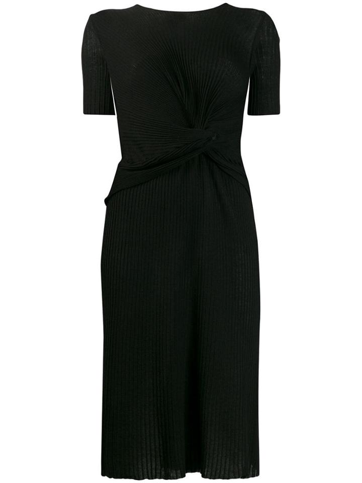 Alberta Ferretti Twist Plisse Midi Dress - Black