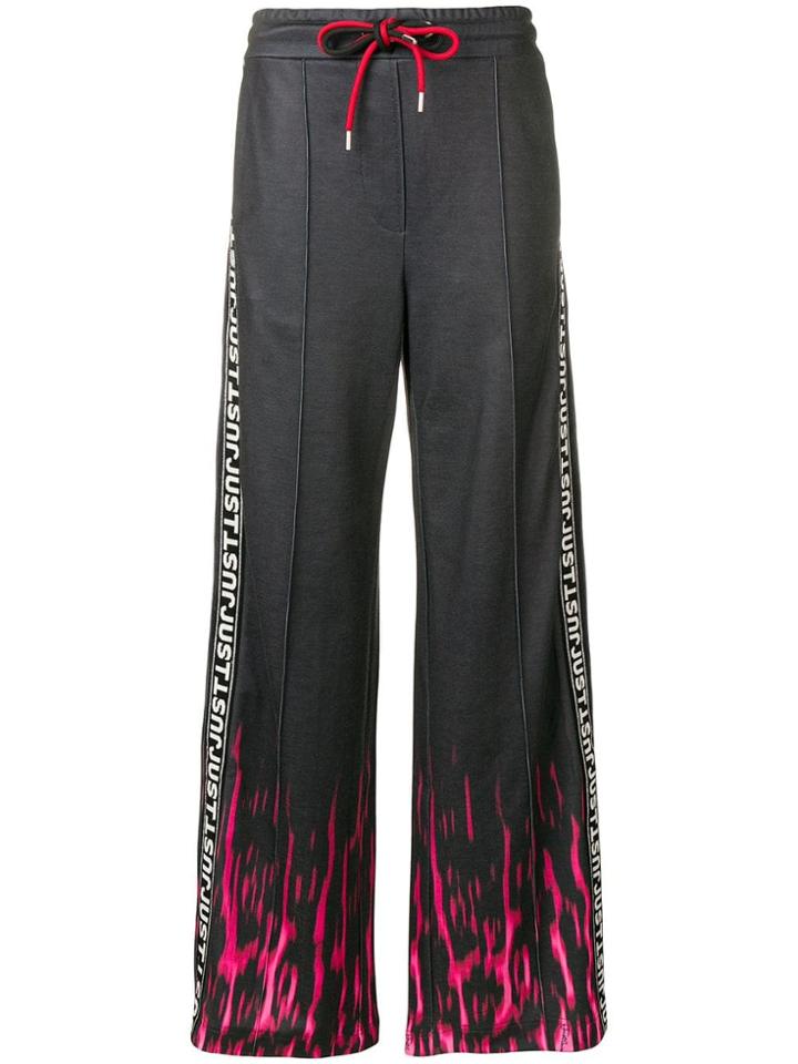 Just Cavalli Fire Print Track Trousers - Black