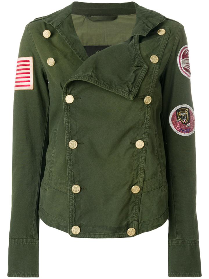 Mr & Mrs Italy Patched Double-breasted Fitted Jacket - Green
