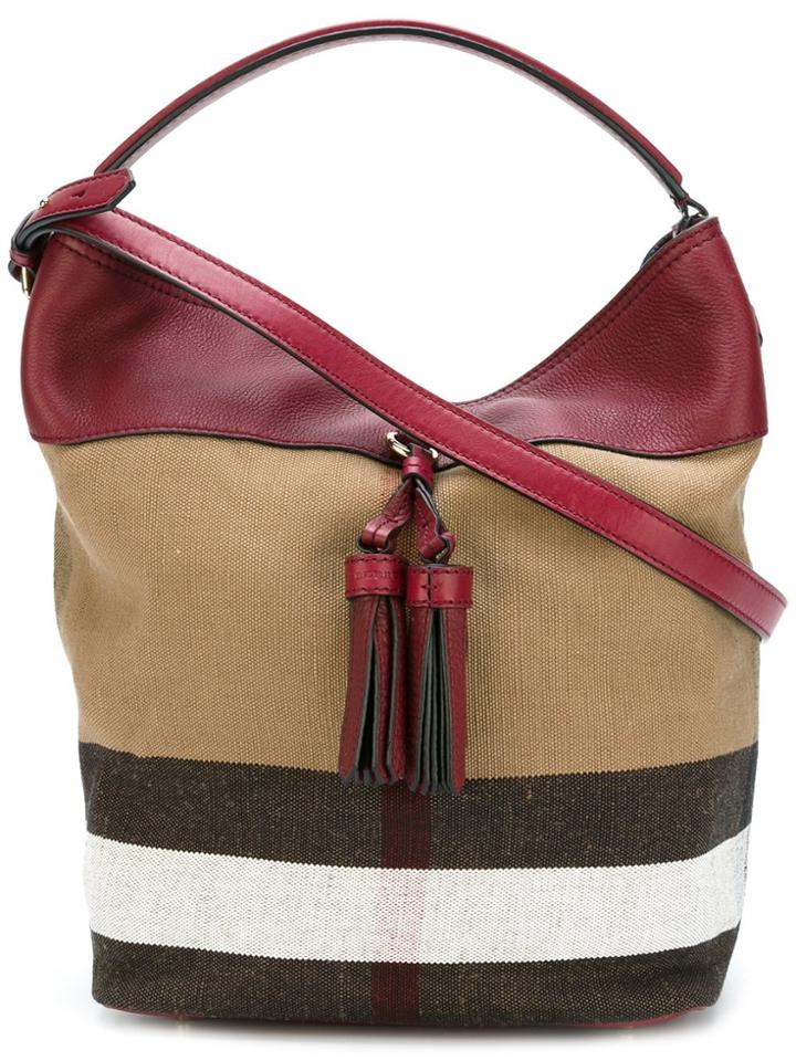 Burberry Check Detail Shoulder Bag - Red