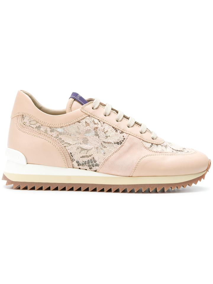Le Silla Lace-panelled Sneakers - Nude & Neutrals