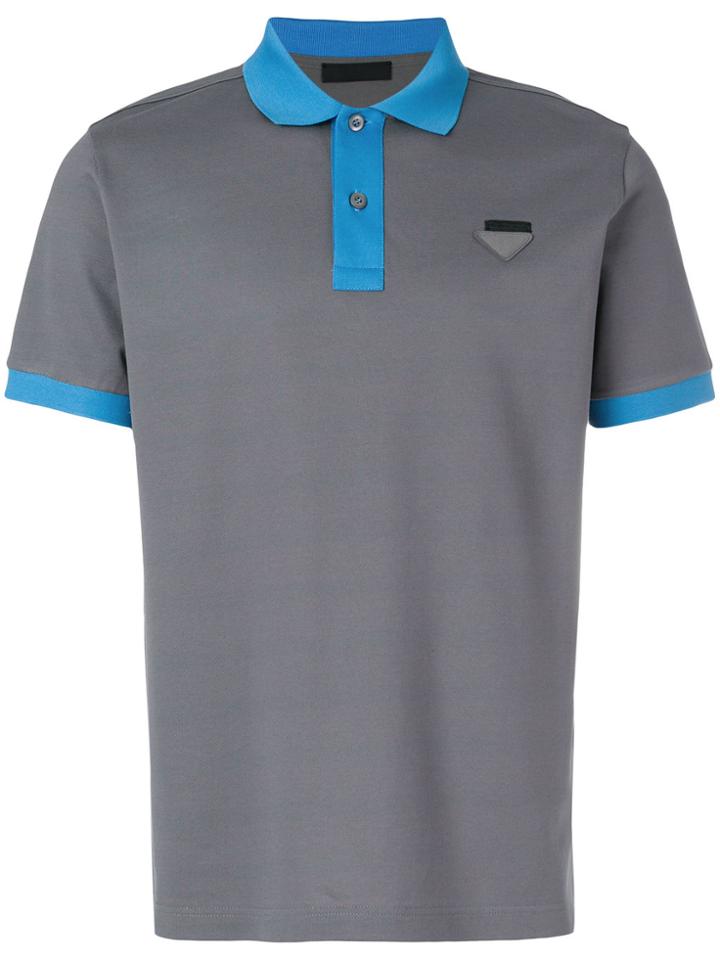 Prada Contrast Trim Polo Shirt - Grey